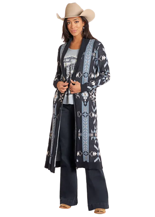 Panhandles Slim® Women's Open Front Aztec Print Cardigan Sweater Duster