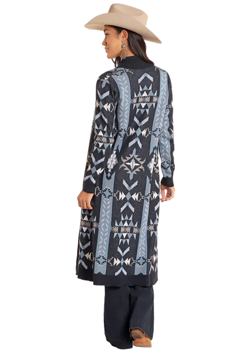 Panhandles Slim® Women's Open Front Aztec Print Cardigan Sweater Duster