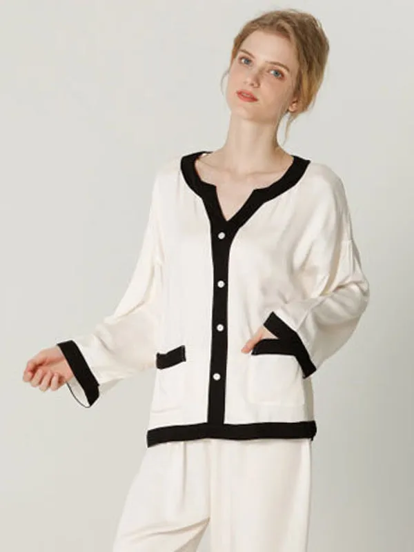 Patchwork Pockets Cotton Pajama