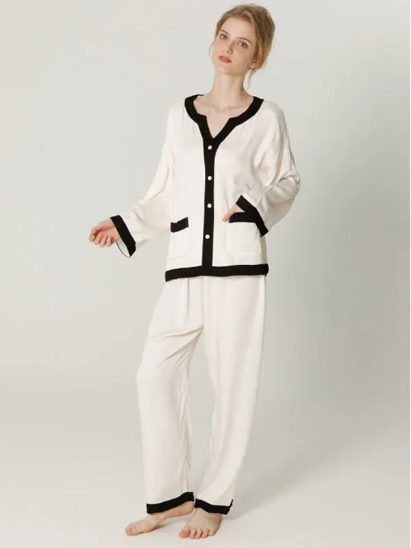 Patchwork Pockets Cotton Pajama