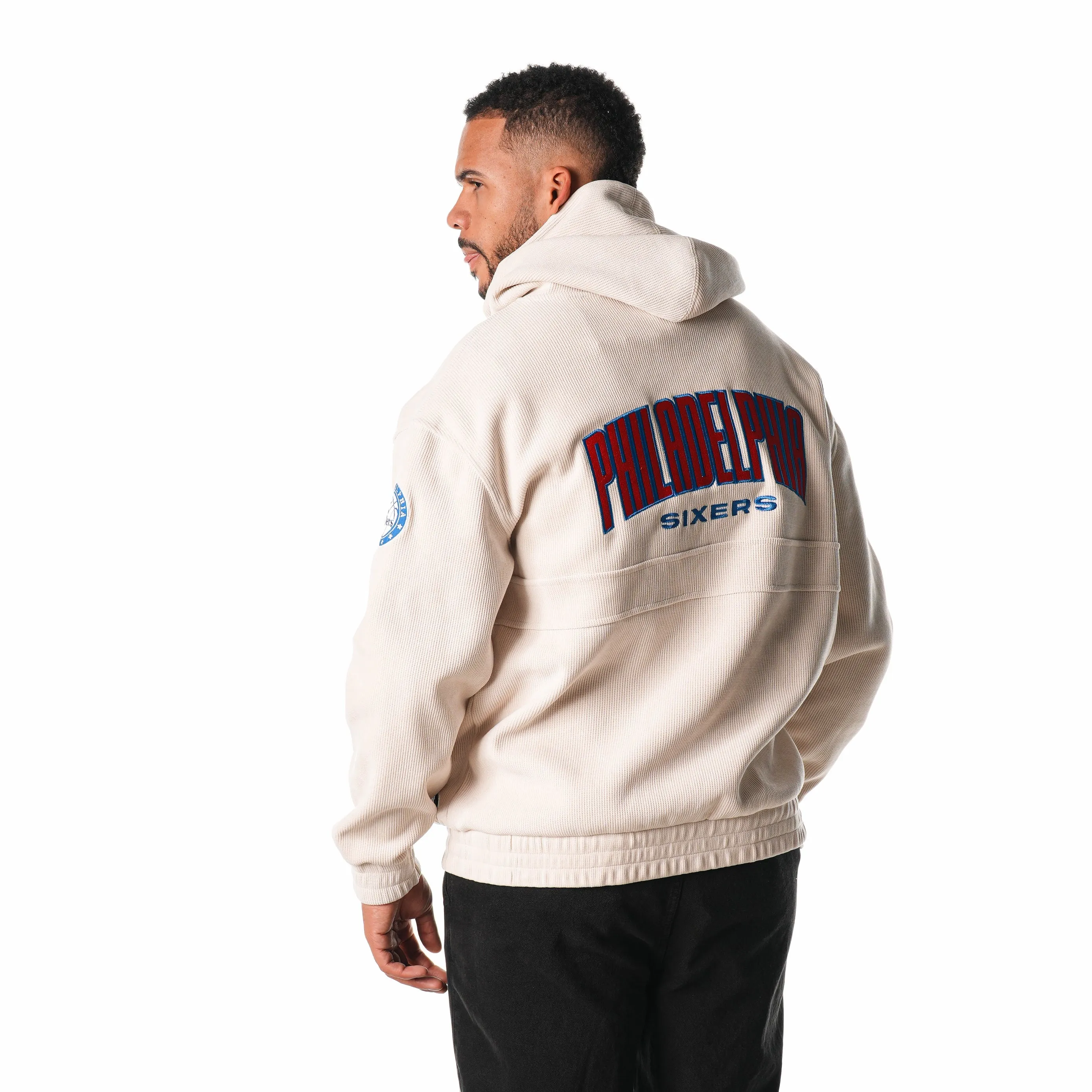 PHILADELPHIA 76ERS UNISEX CORDUROY HOODIE - CREAM