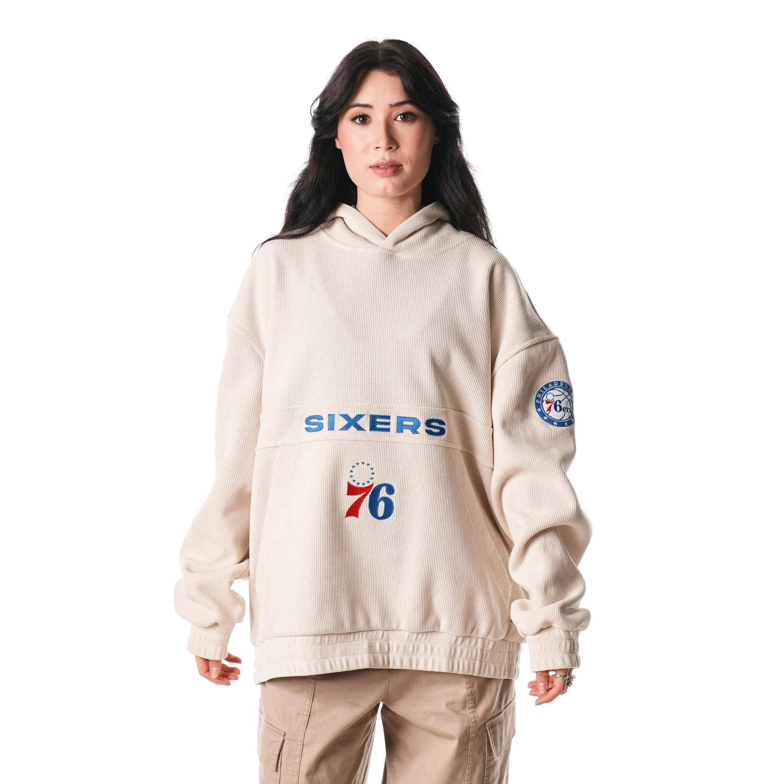 PHILADELPHIA 76ERS UNISEX CORDUROY HOODIE - CREAM