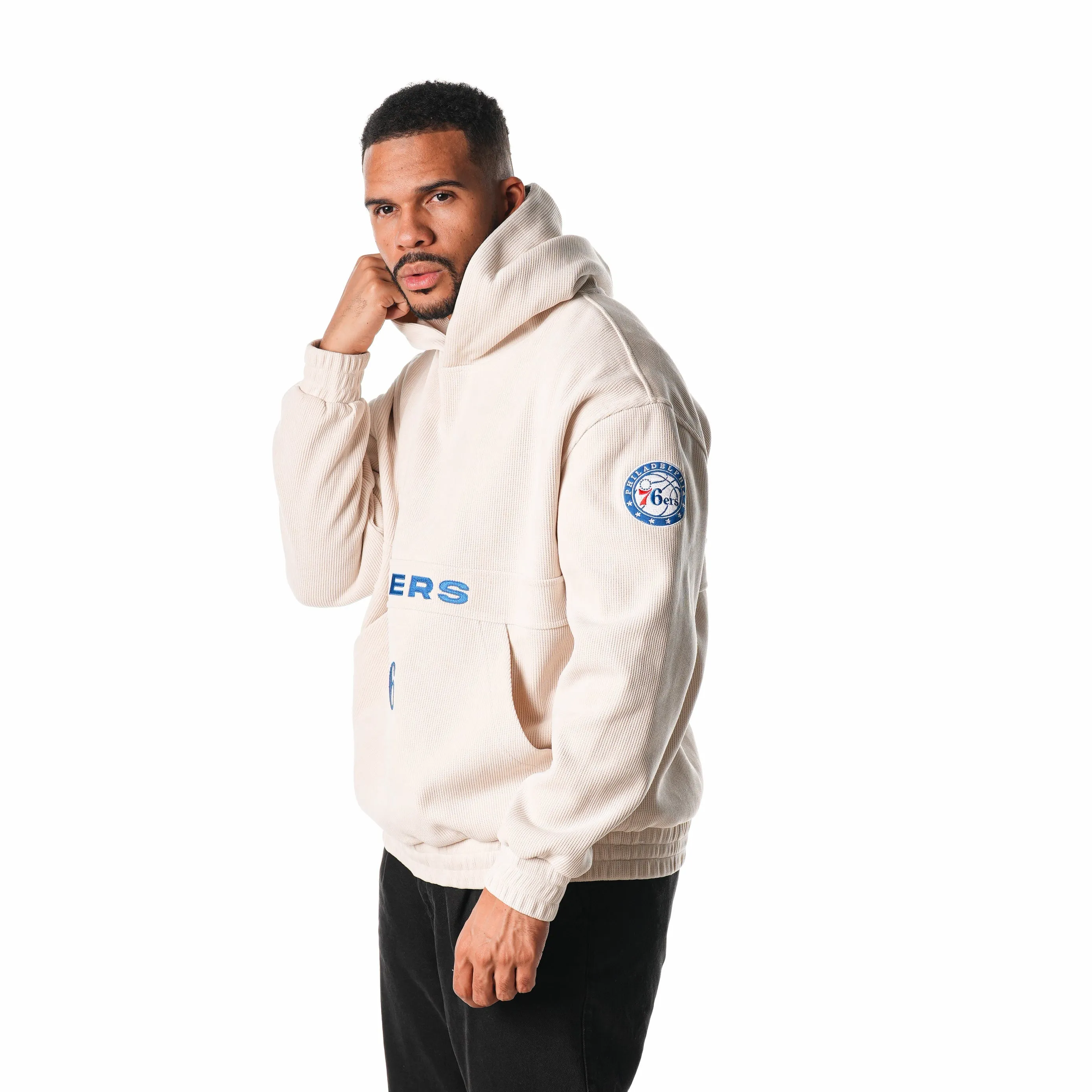 PHILADELPHIA 76ERS UNISEX CORDUROY HOODIE - CREAM