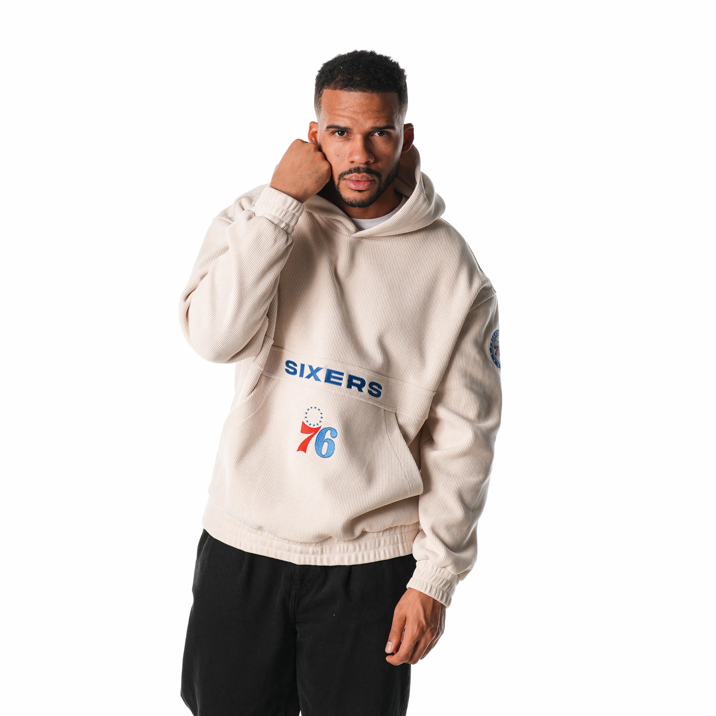 PHILADELPHIA 76ERS UNISEX CORDUROY HOODIE - CREAM