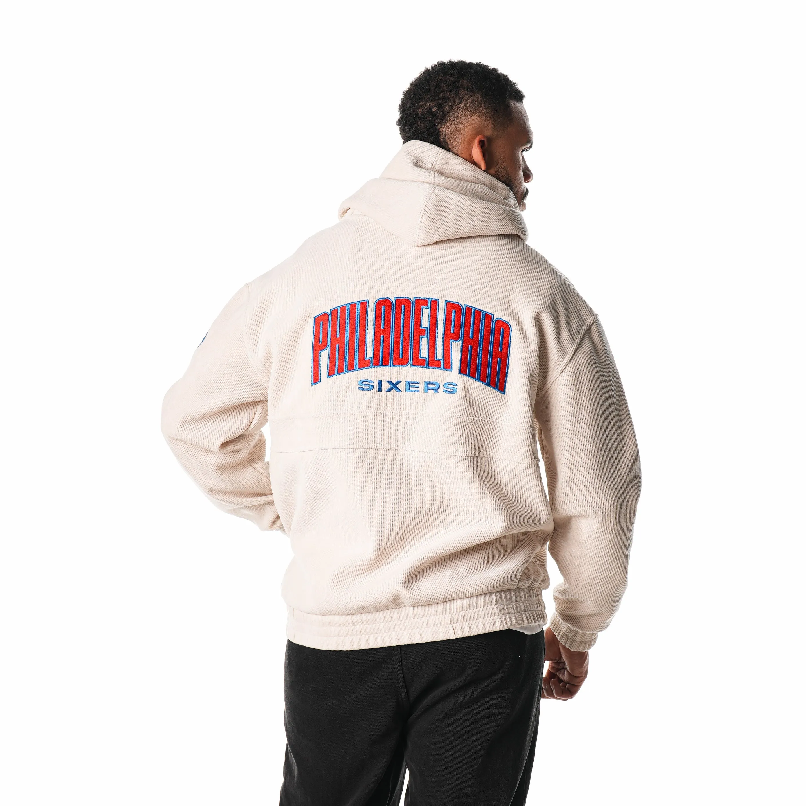 PHILADELPHIA 76ERS UNISEX CORDUROY HOODIE - CREAM