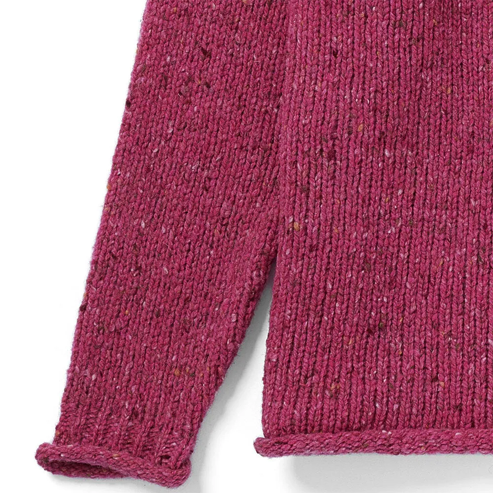 Pink Heather Donegal Wool Crew Neck Sweater