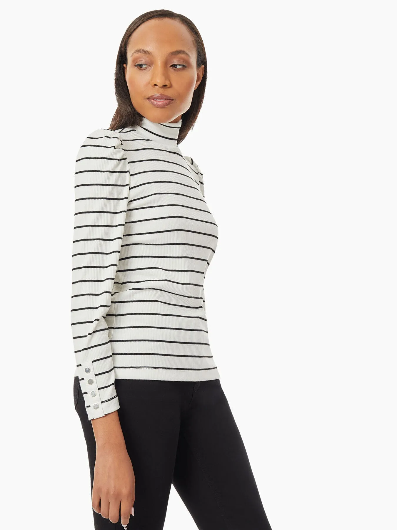 Pinstripe Turtleneck Knit Tunic