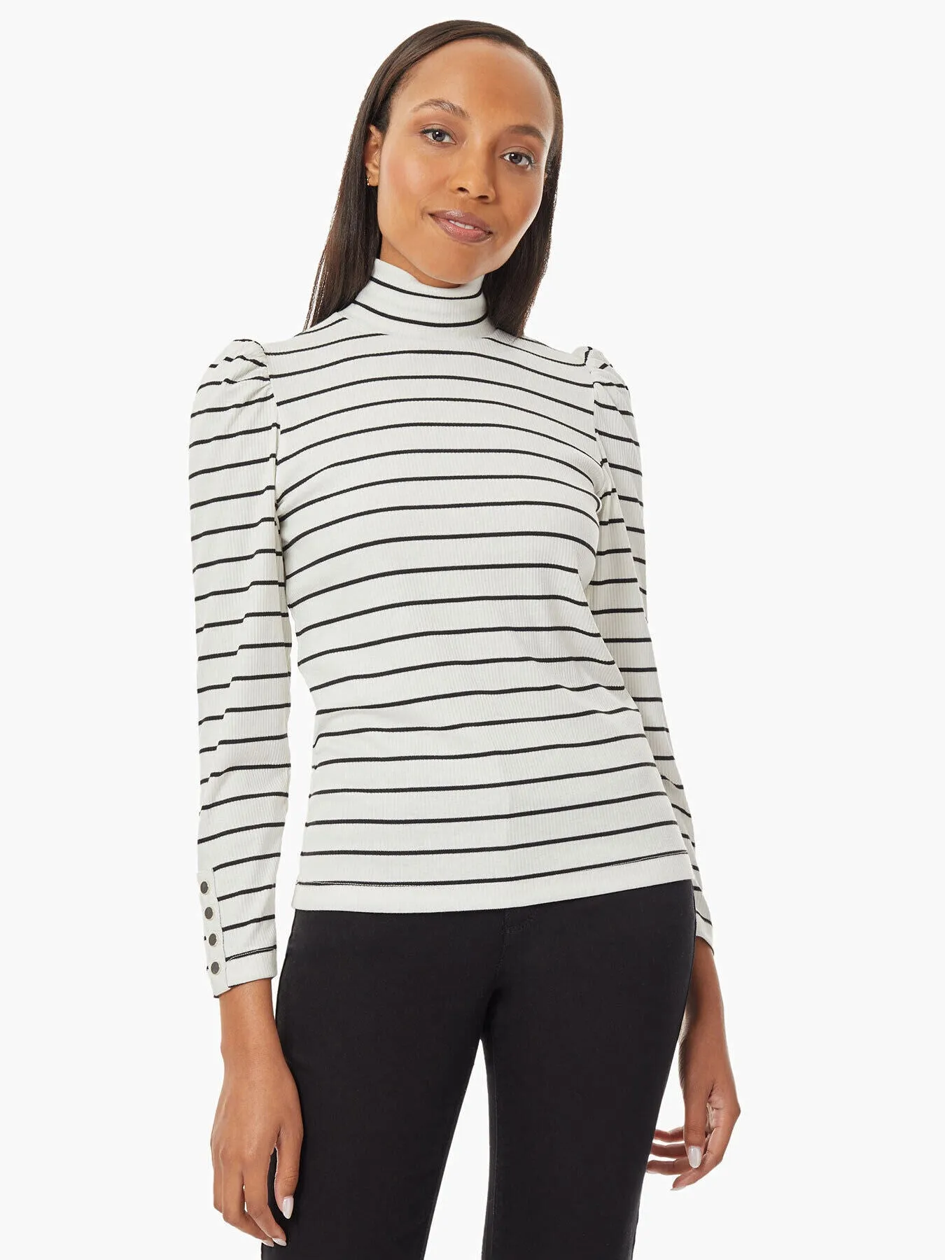 Pinstripe Turtleneck Knit Tunic