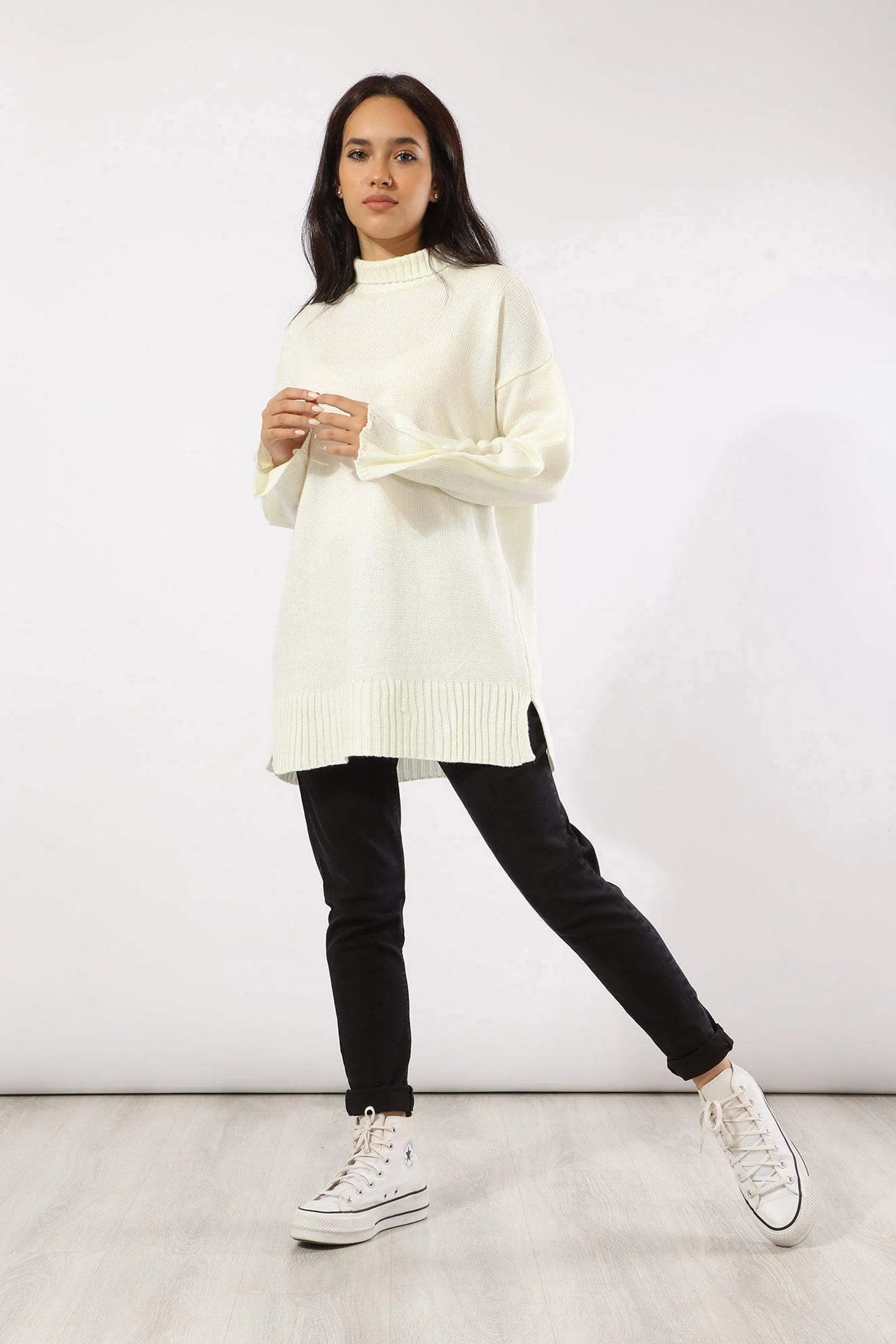 Plain Pullover with Ribbed Trim