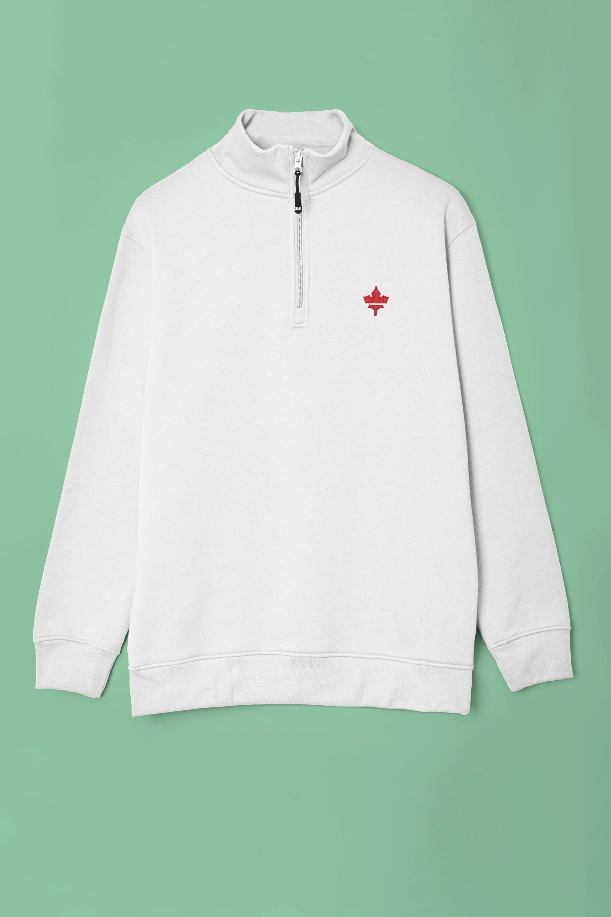 Polo Republica Men's Maple Leaf Embroidered Quarter Zipper Sweat Shirt