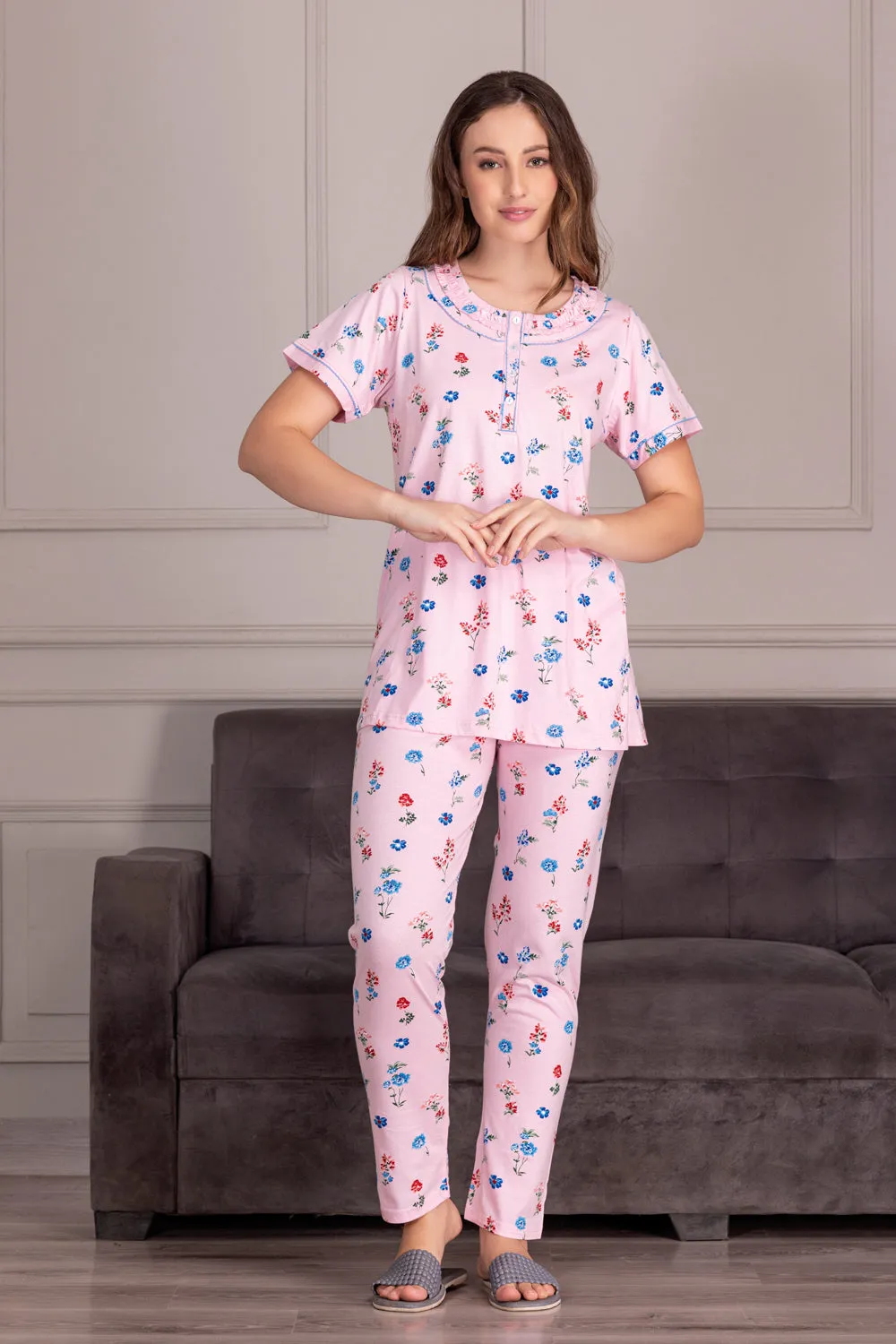 Pure Cotton Floral Night suit