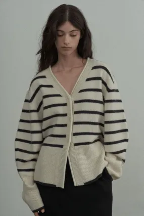 Pure wool striped knitted cardigan | 2 color