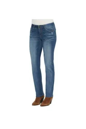 "Ab"SolutionÂ Straight Leg Jeans in Blue Wash