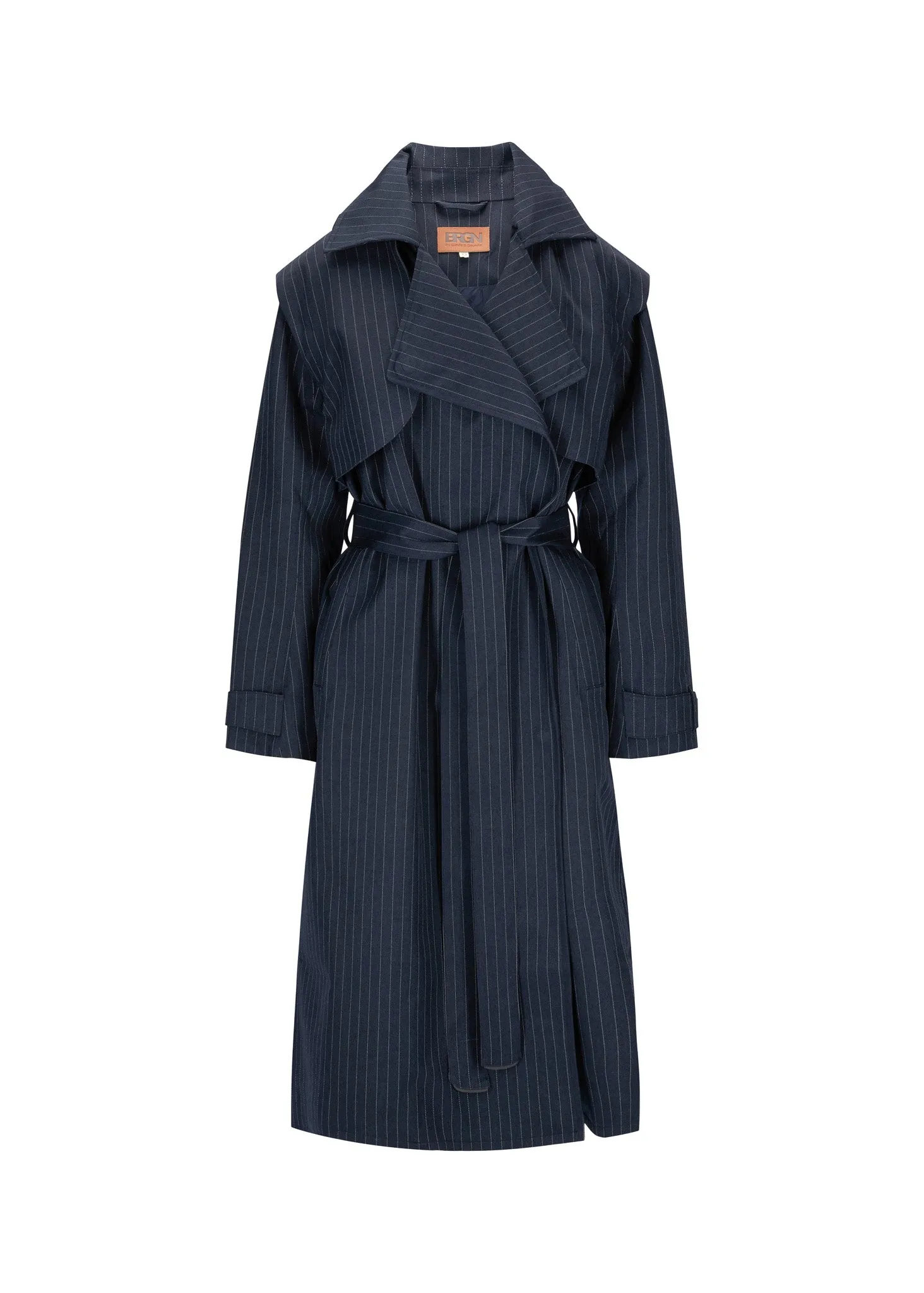 Regndråpe Trench Coat - Navy Pinstripe