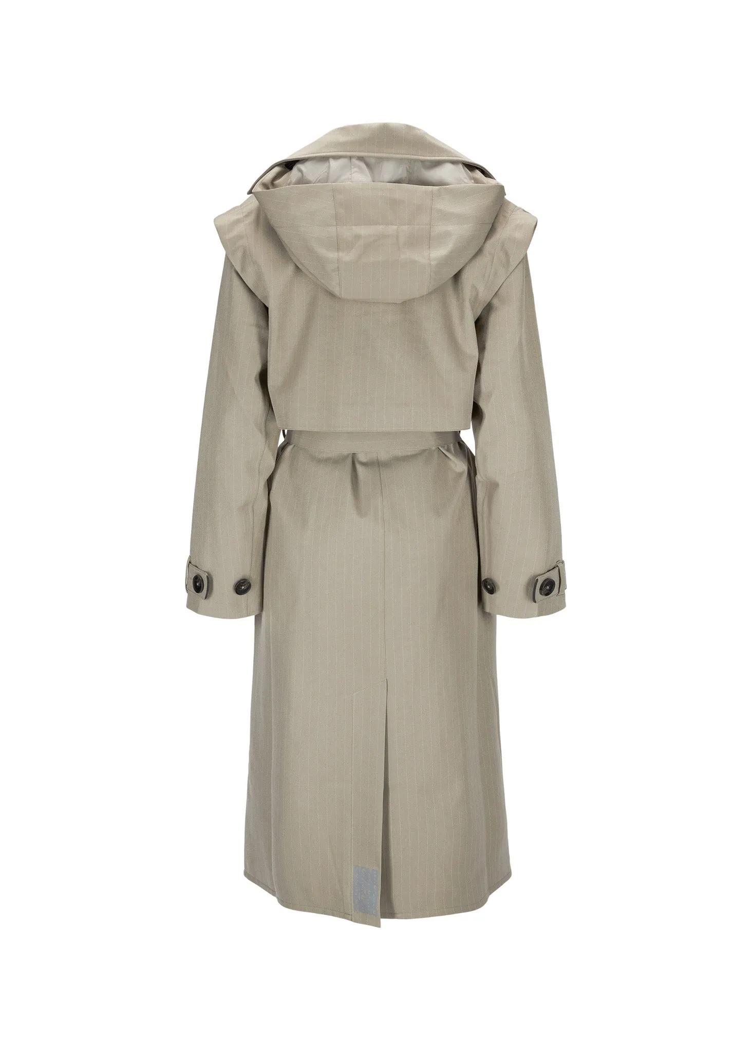 Regndråpe Trench Coat - Taupe Pinstripe