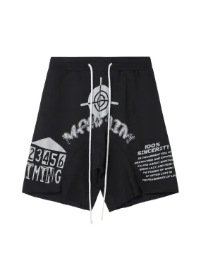 Retro Sports Drawstring Casual Shorts