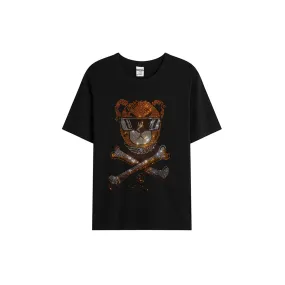 Rhinestone Swaggy Bear Print T-shirt