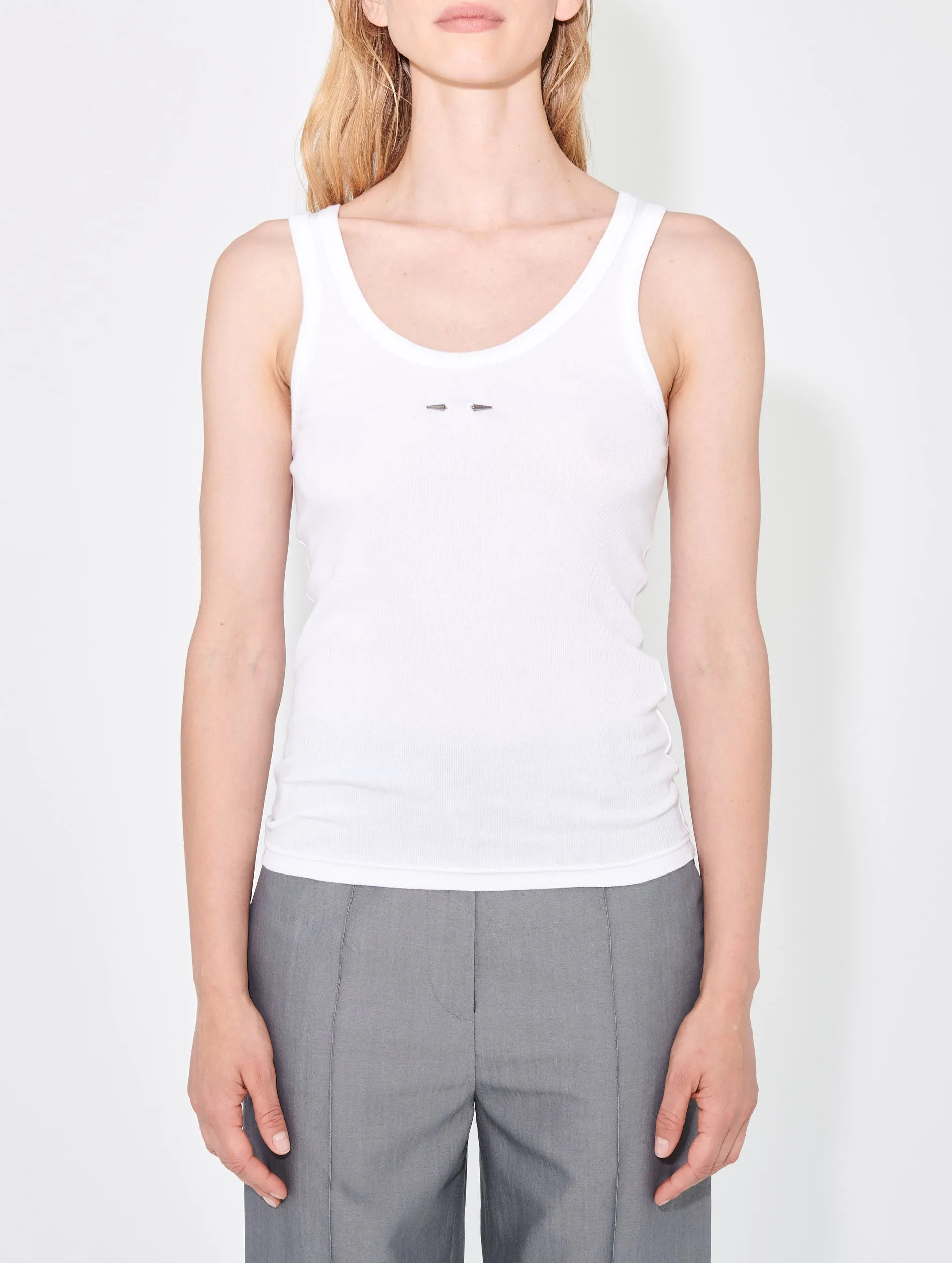 Ribbed cotton jersey tank top