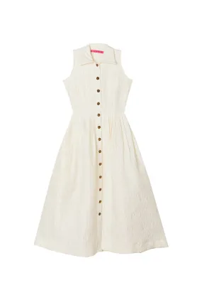 SAMPLE - BURU x Pappy & Co Sleeveless Shirtdress - Ivory Brocade