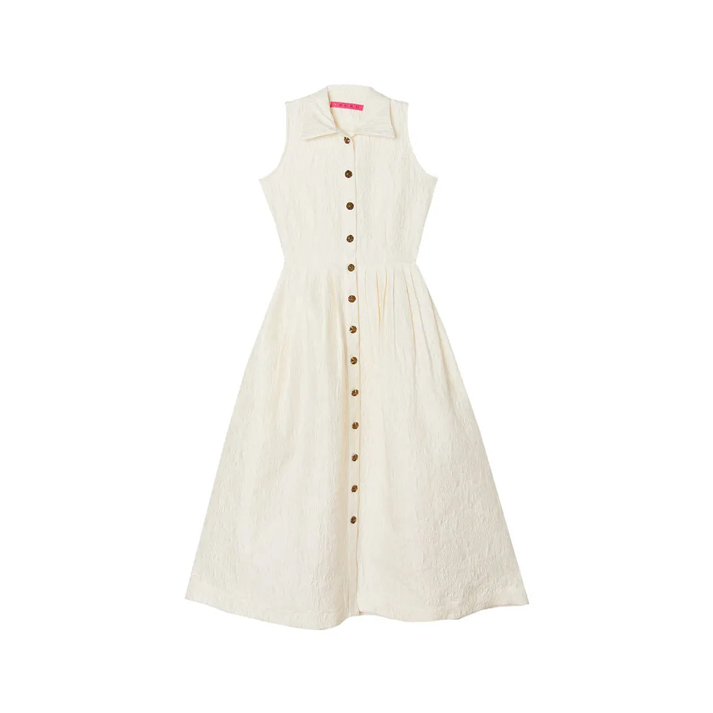 SAMPLE - BURU x Pappy & Co Sleeveless Shirtdress - Ivory Brocade