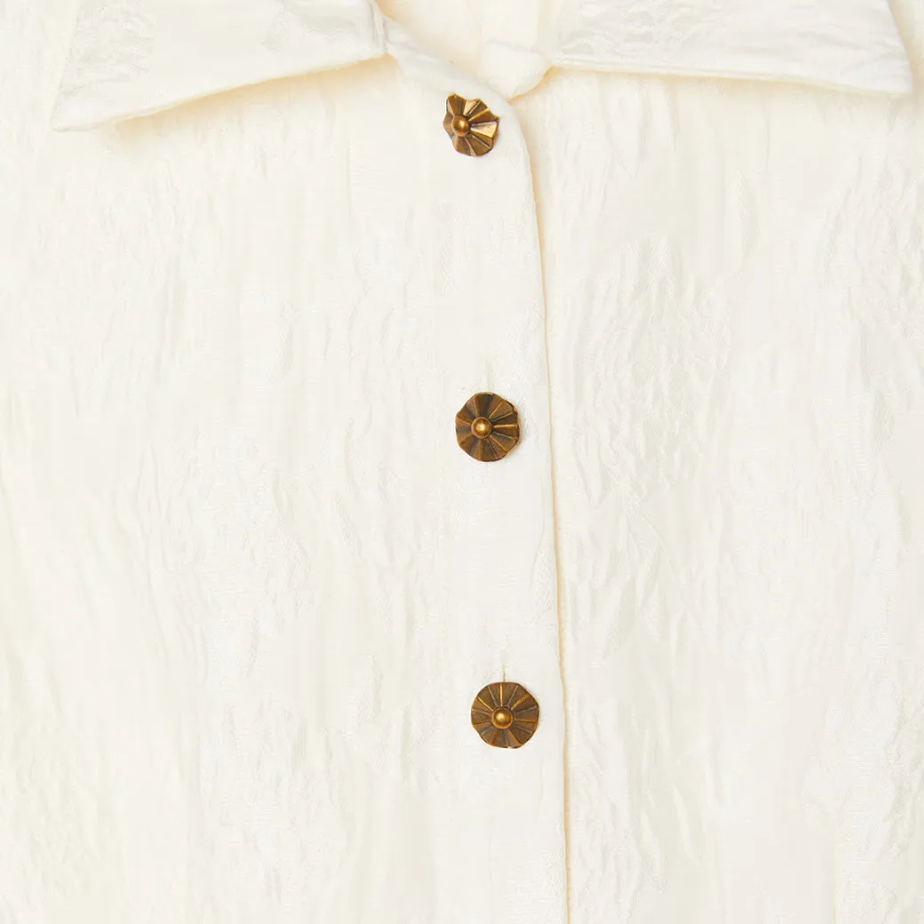 SAMPLE - BURU x Pappy & Co Sleeveless Shirtdress - Ivory Brocade