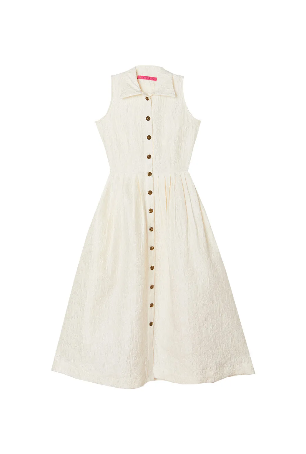 SAMPLE - BURU x Pappy & Co Sleeveless Shirtdress - Ivory Brocade