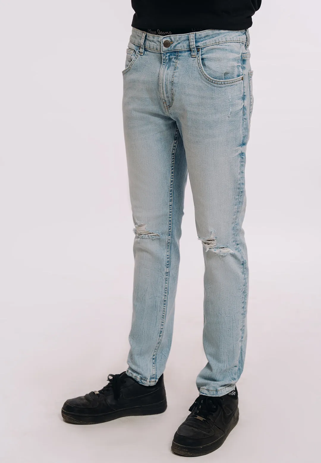 Skinny Fit Ripped Jeans - Light Blue Wash