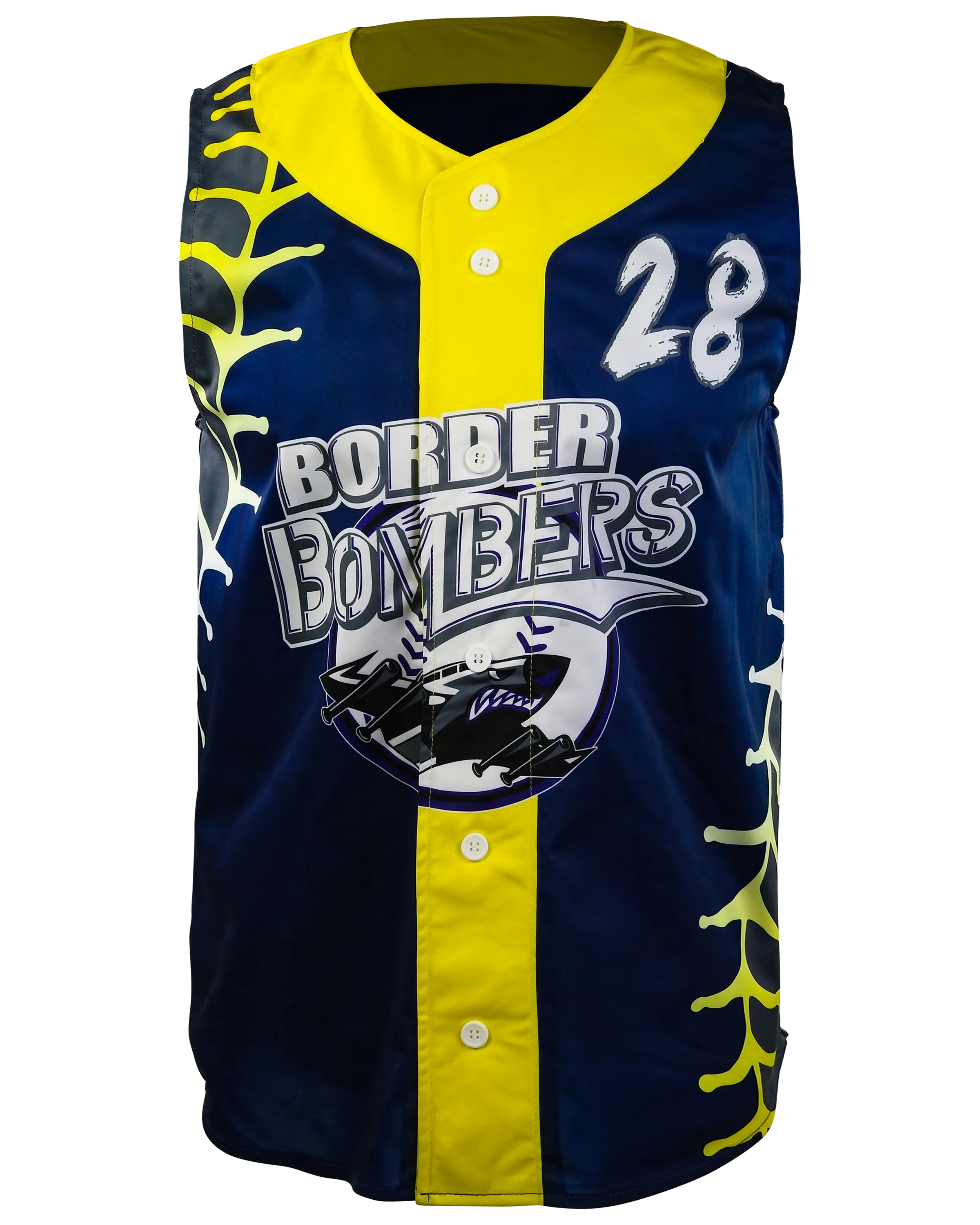 Sleeveless Full Button Baseball Jersey