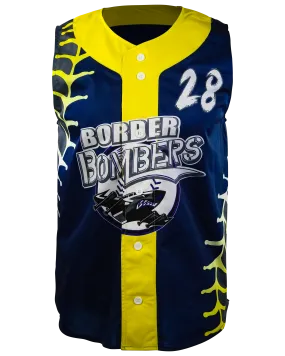 Sleeveless Full Button Baseball Jersey