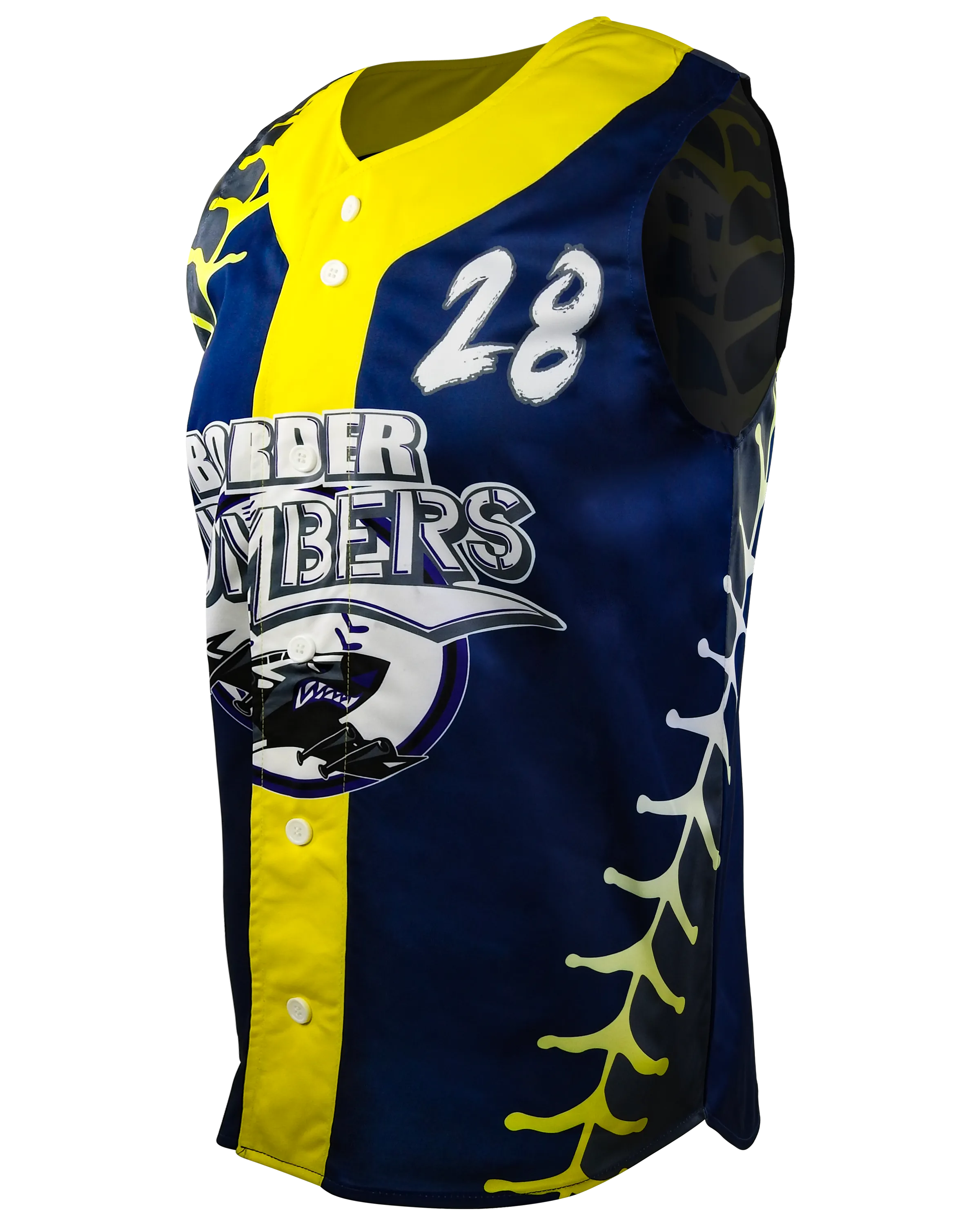 Sleeveless Full Button Baseball Jersey