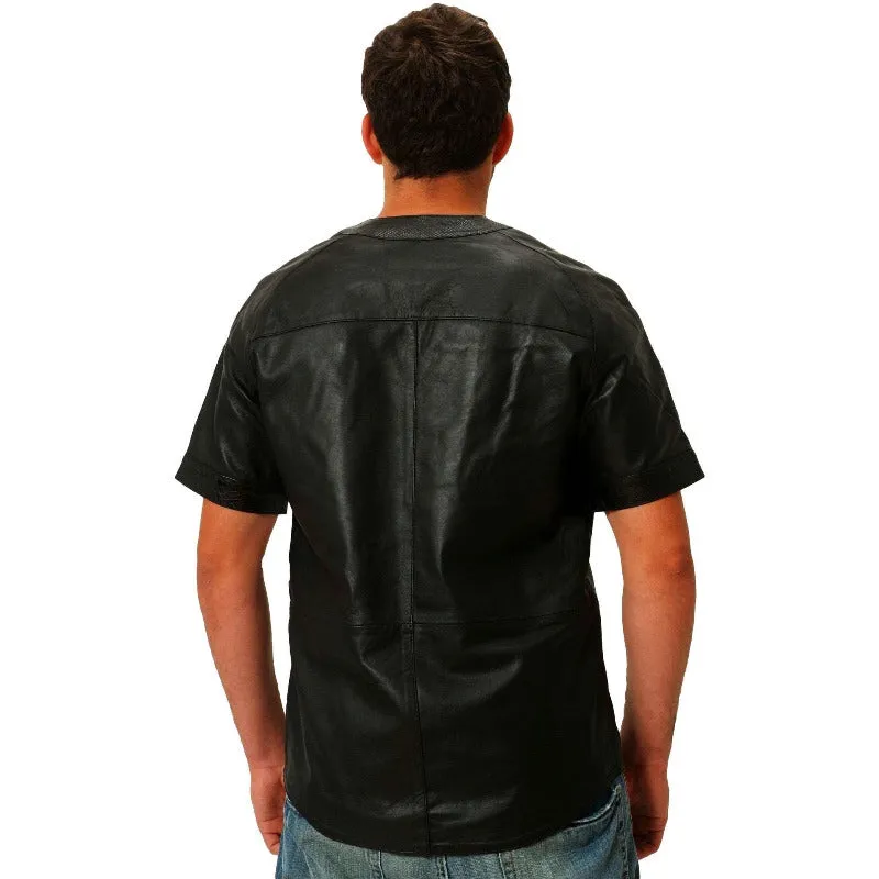 Snakeskin Baseball Jersey - Premium Nappa Sheepskin Leather with Embossed Accents