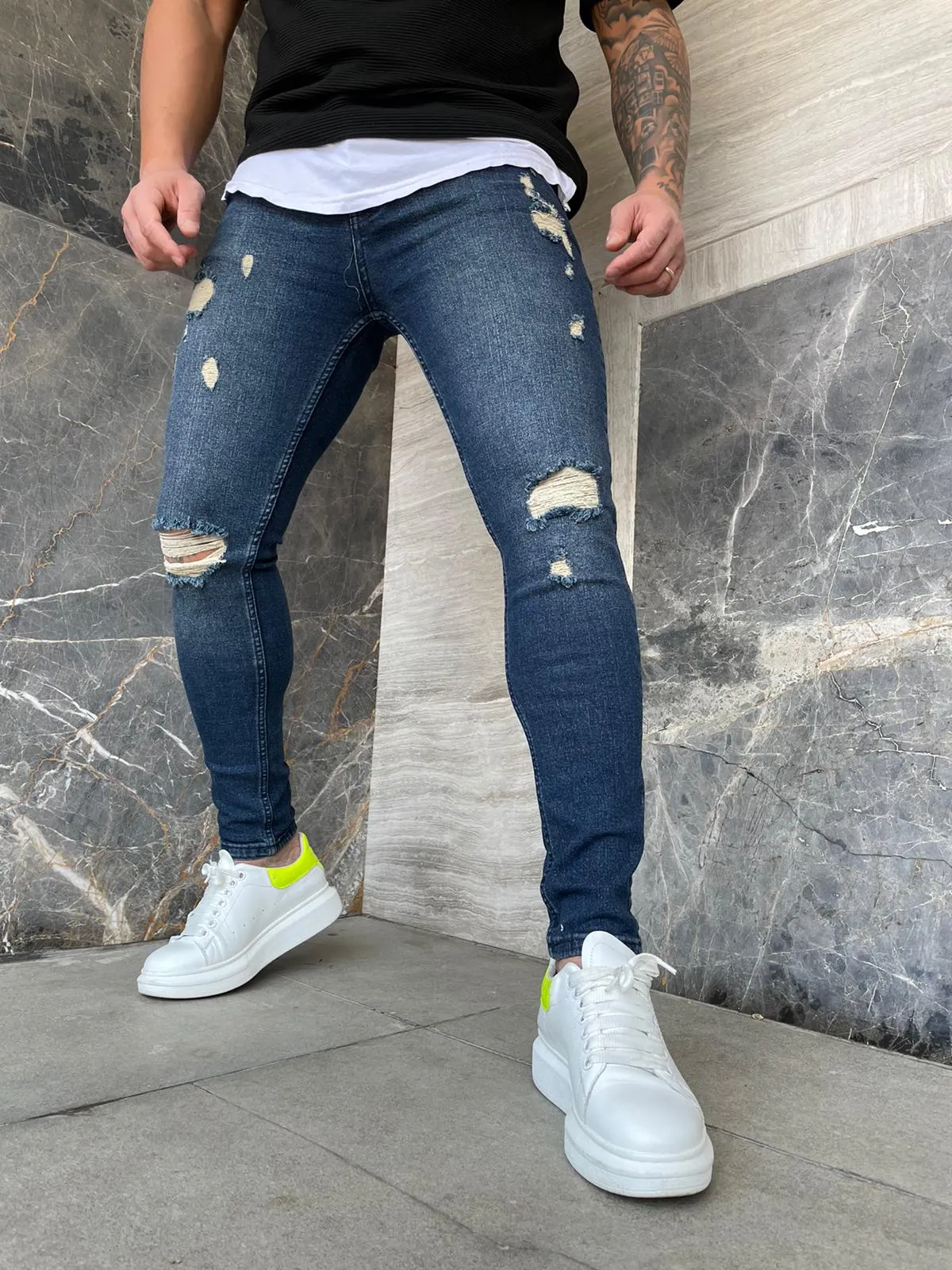 Sneakerjeans Blue Ripped Jeans DP140