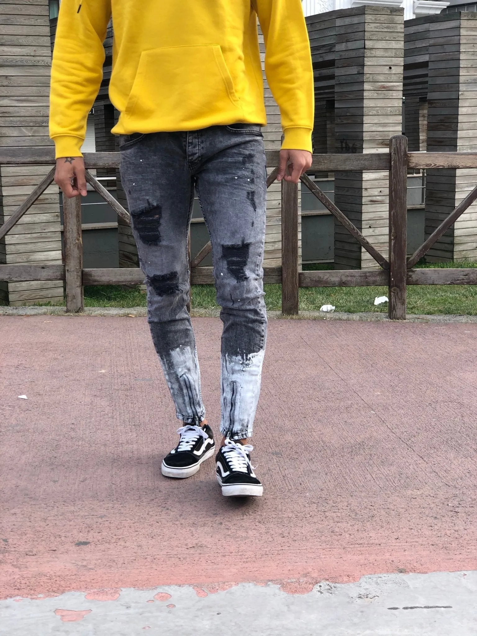 Sneakerjeans - Double Colour Ripped Skinny Jeans B159