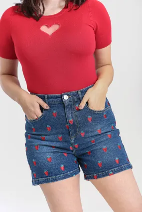 Strawberry Denim Shorts