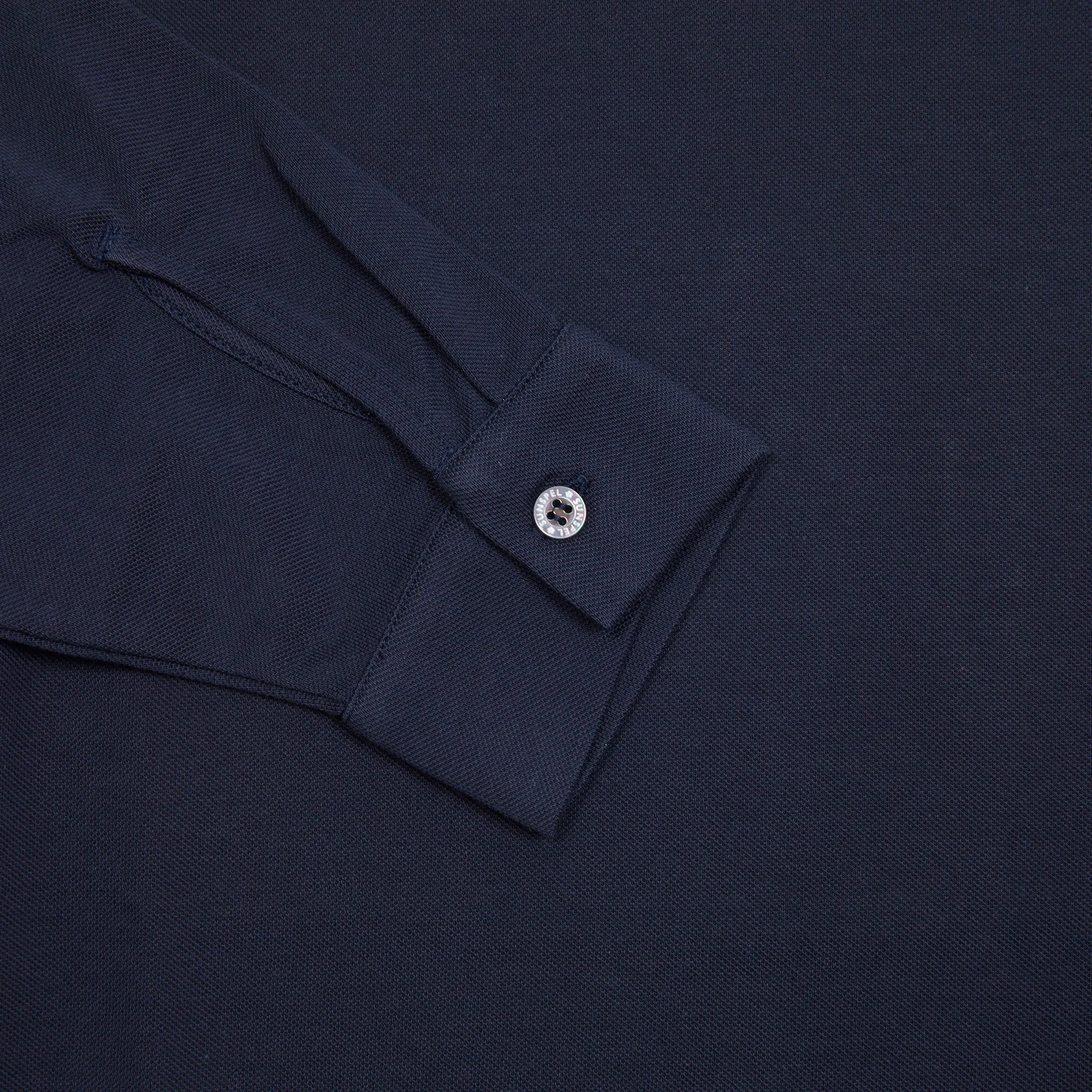 Sunspel Long Sleeve Piqué Polo Shirt in Navy