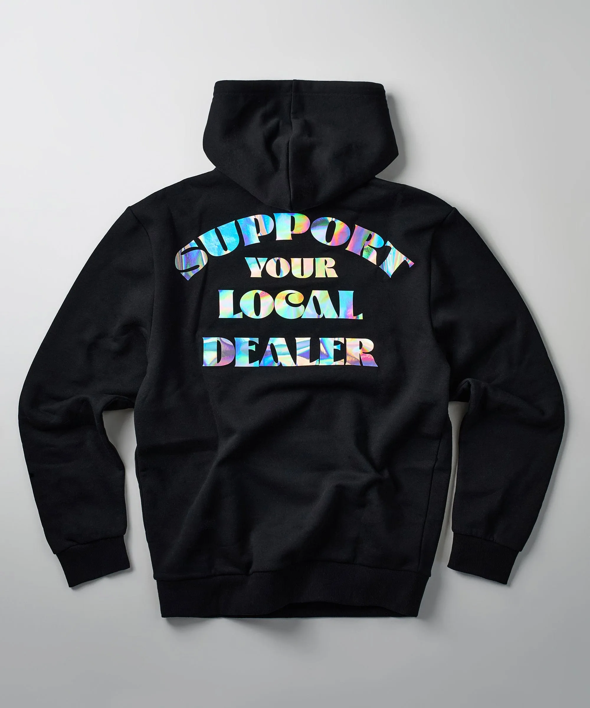 Support Local Iridescent Foil Print Hoodie - Black