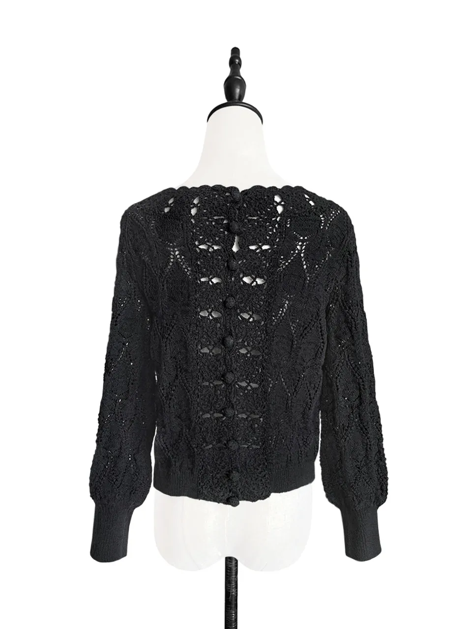 Surprise Sale! Black Scallop Trim 2-Way Crochet Cardigan Top