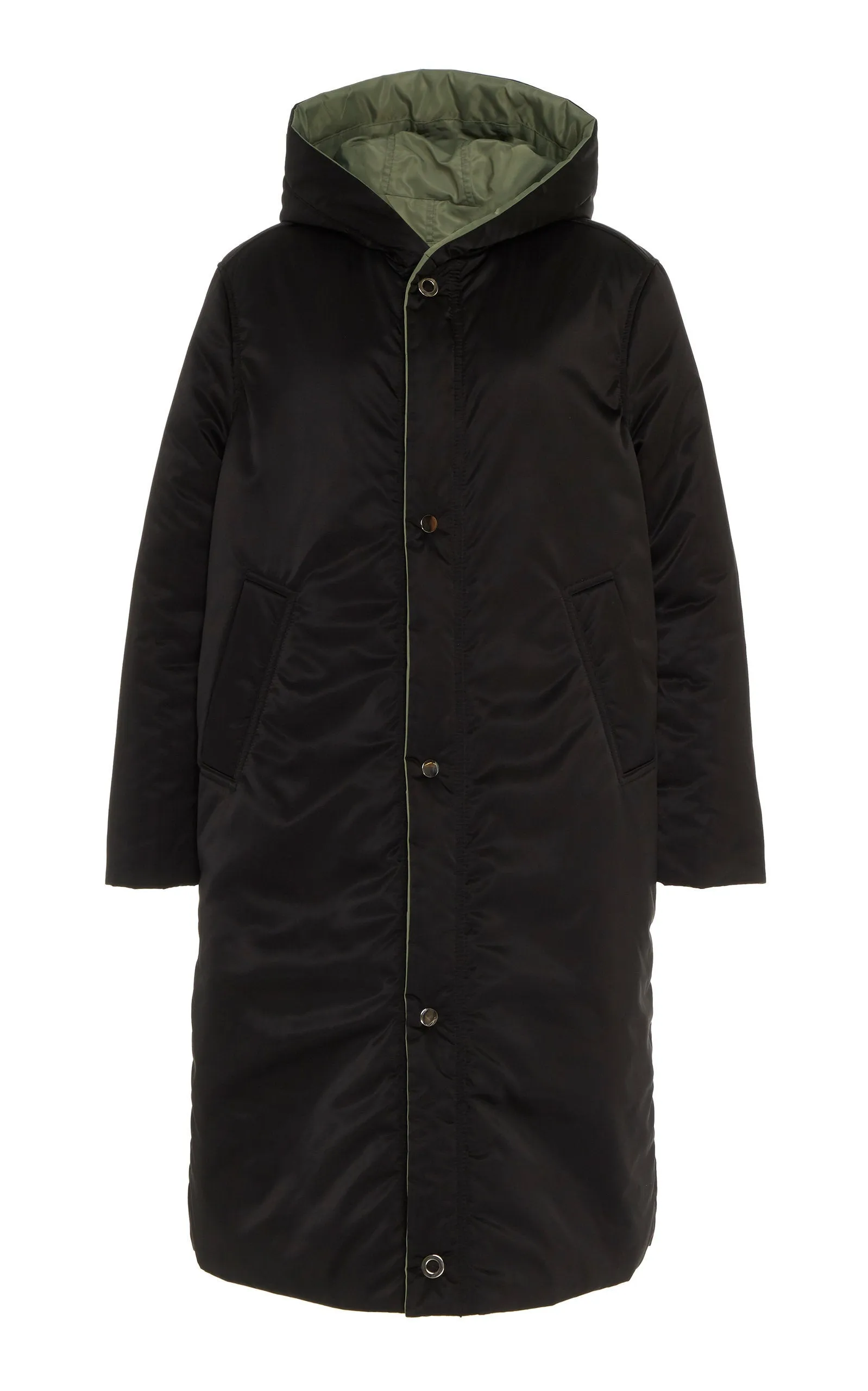 SUSTAINABLE REVERSIBLE SATIN DOWN COAT