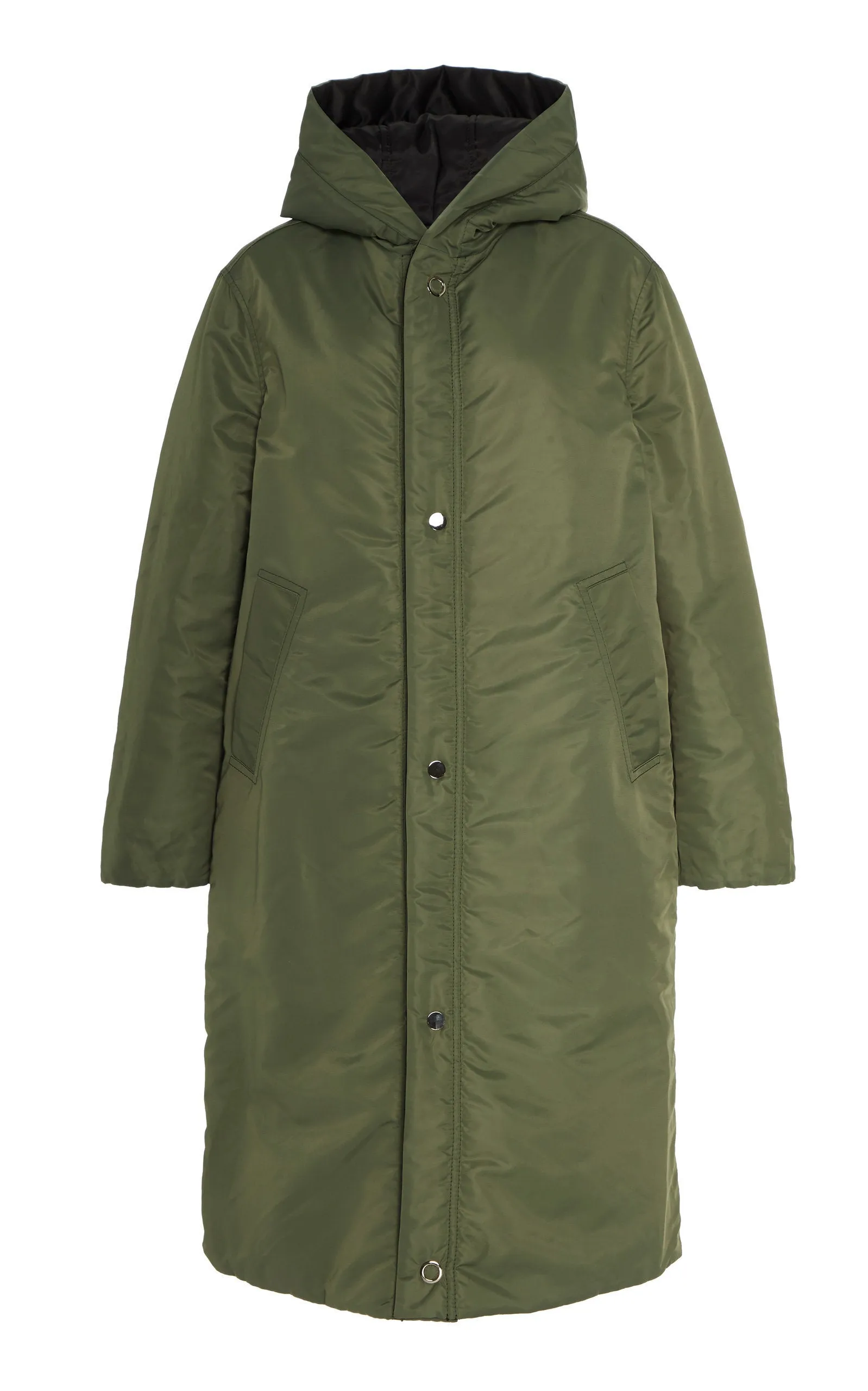 SUSTAINABLE REVERSIBLE SATIN DOWN COAT