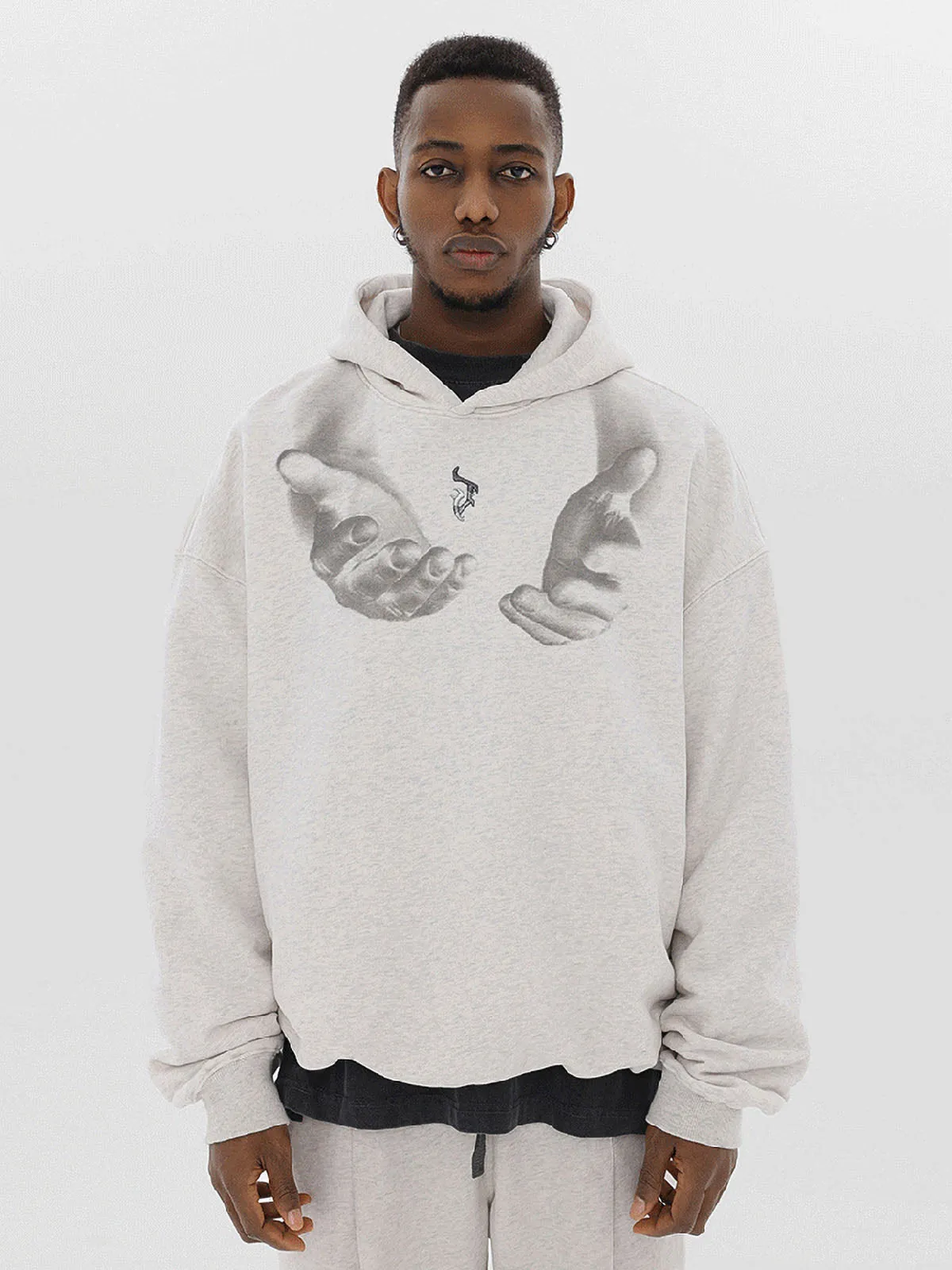 Thesupermade Monogram Embroidered Hand Print Hoodie - 1876