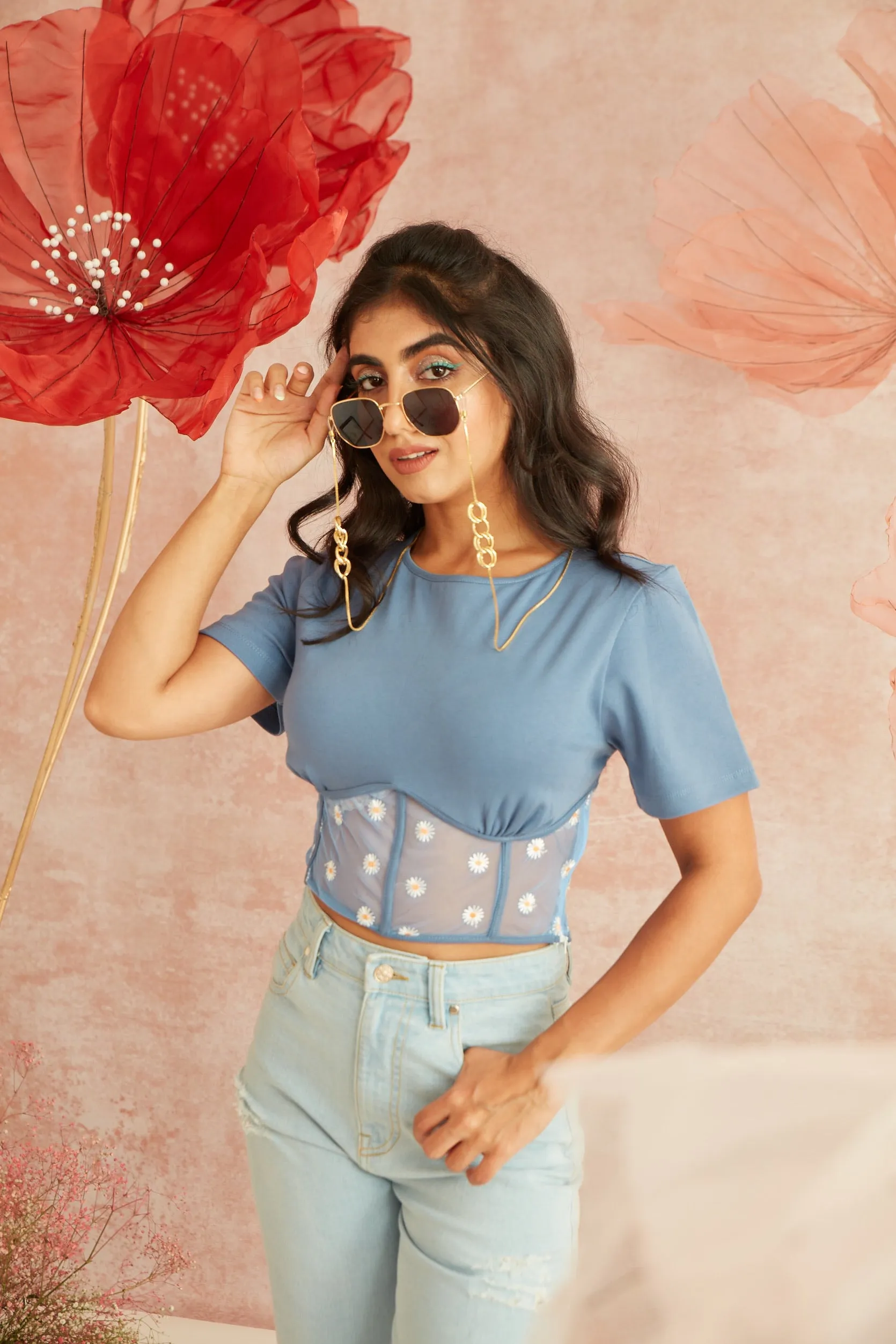 Twyla Daisy Mesh Corset Tee