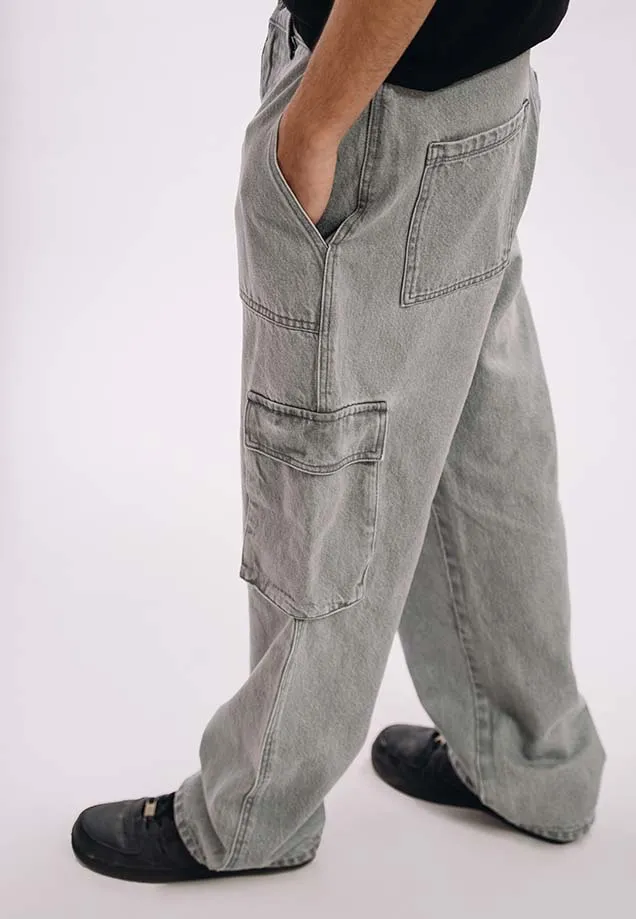 Utility Pocket Cargo Jeans - Light Grey