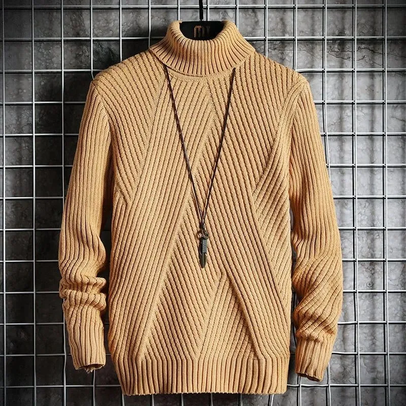 Vintage Wool Sweater - Elevate Your Style: Thickened Warm Turtleneck Sweater Loose Fit Stylish Knitted Winter Pullover