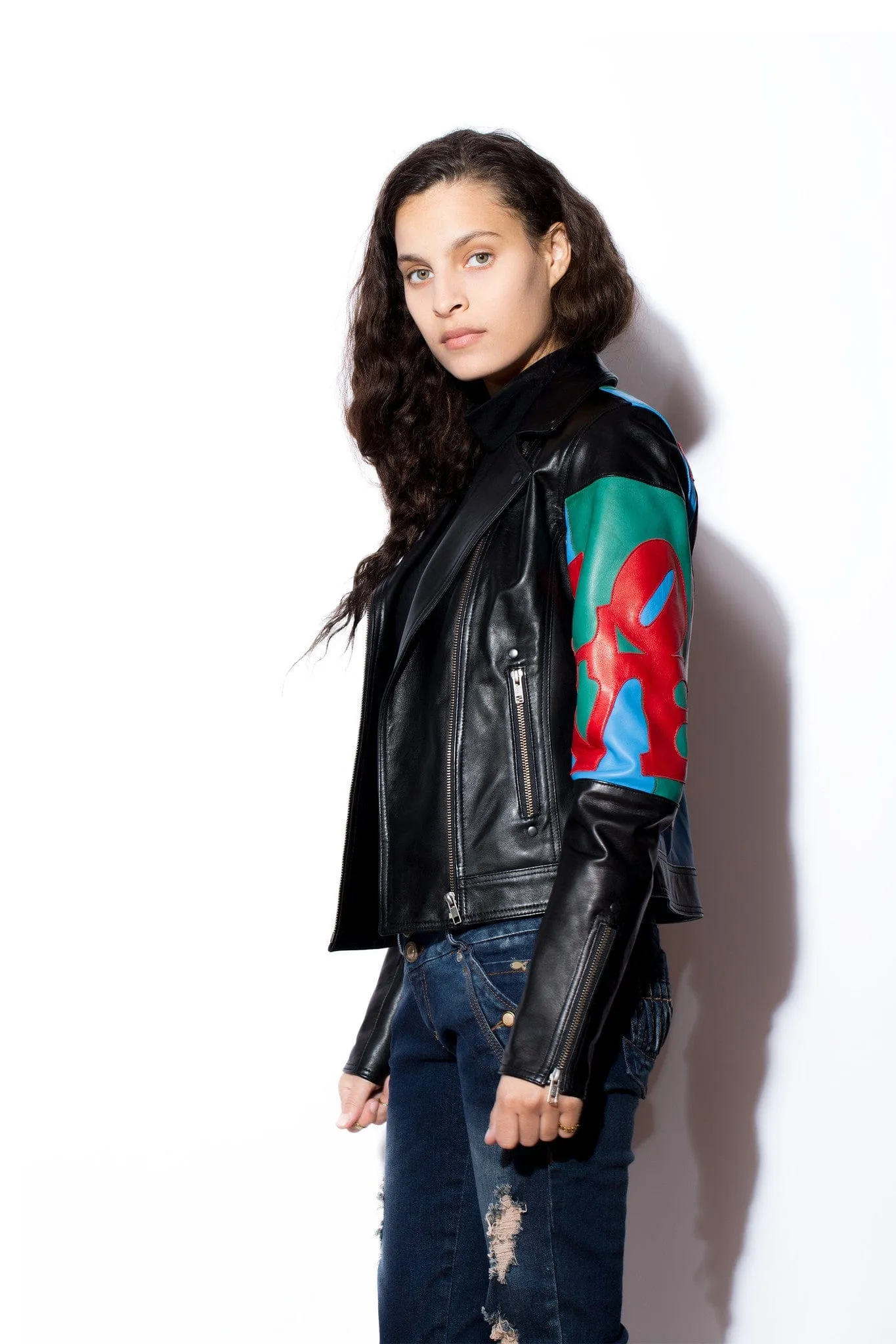 West Coast Leather Color Block Love Biker Jacket