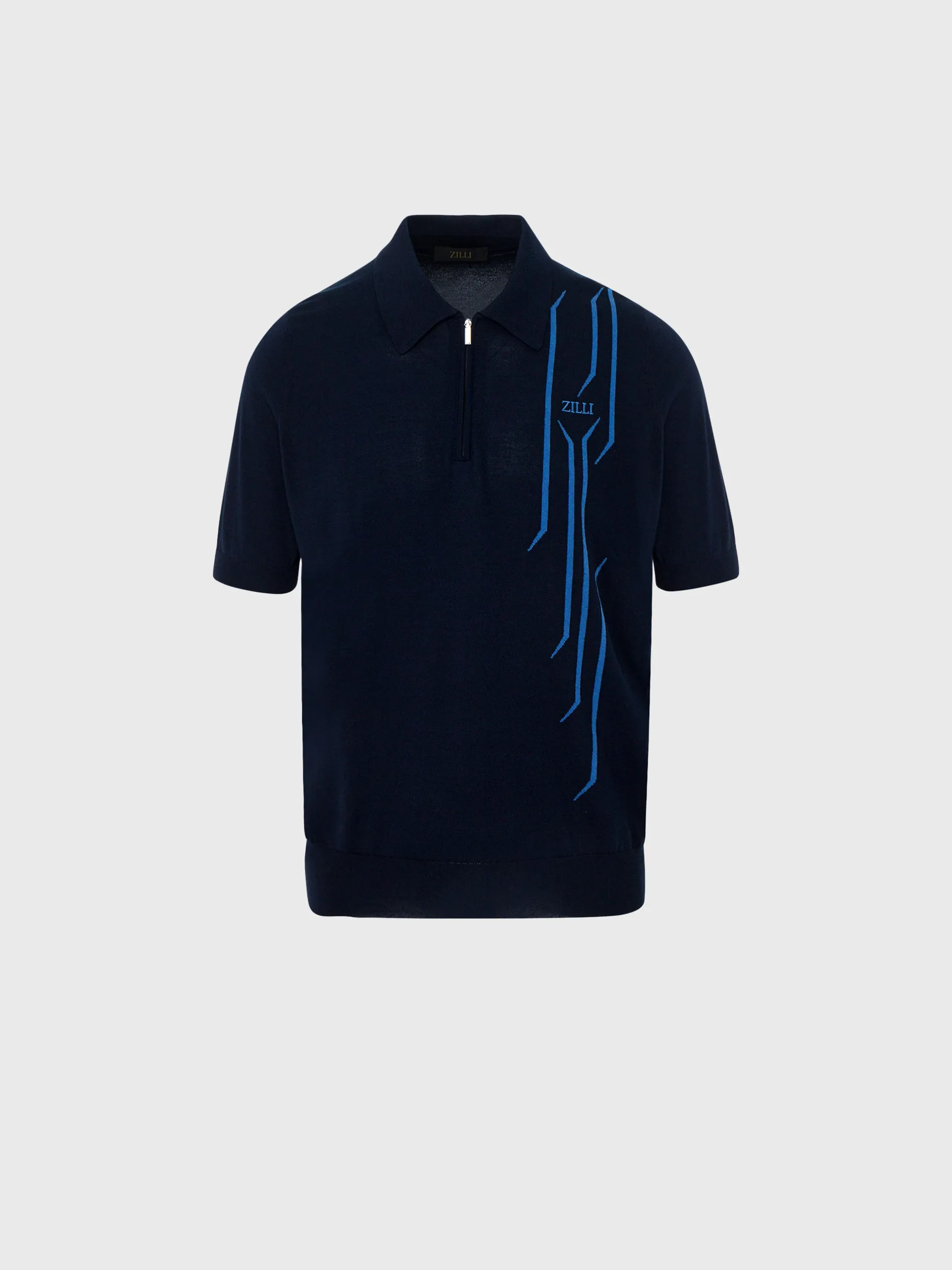 Zipped Polo Shirt with Zilli Lettering