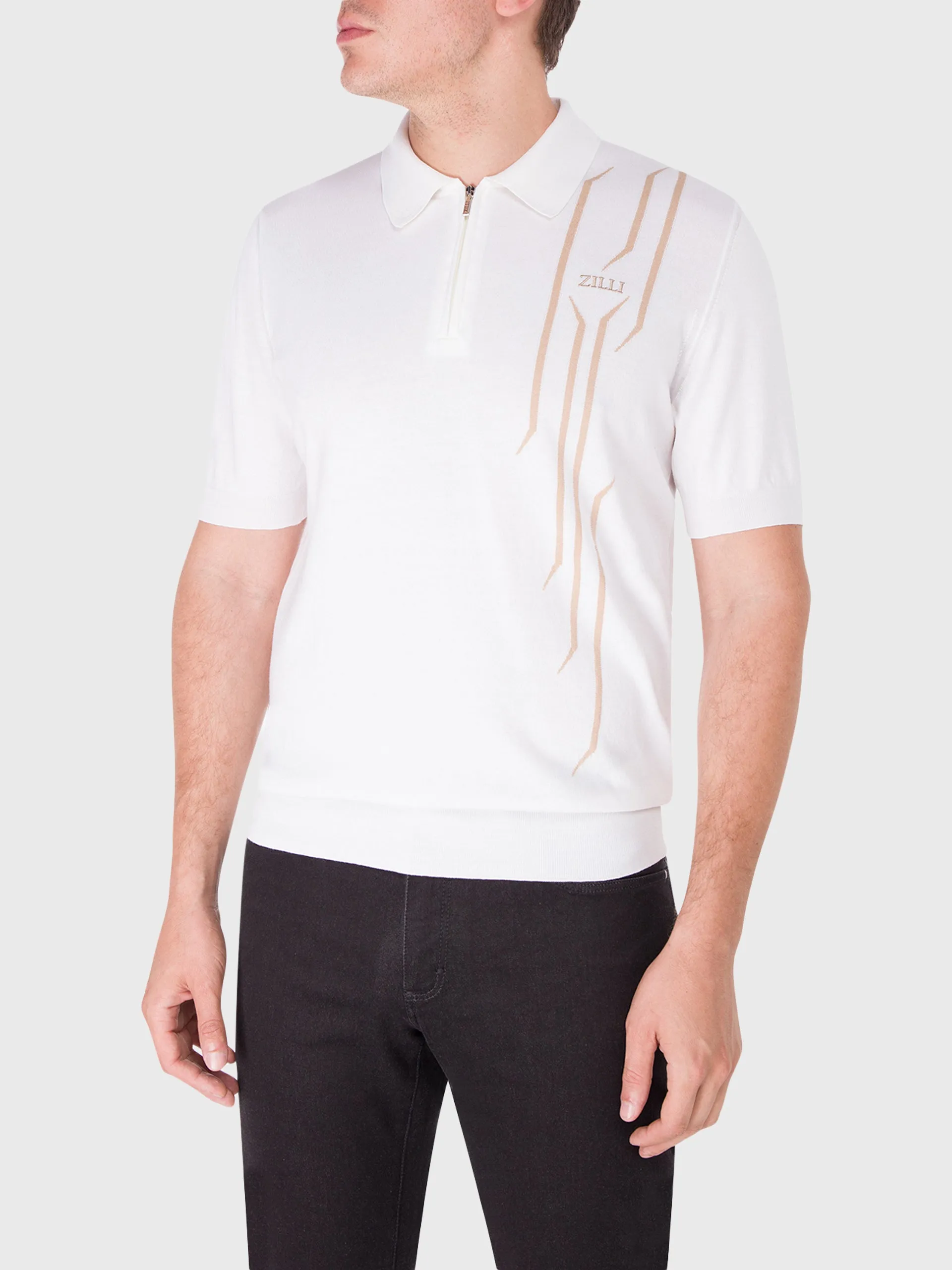 Zipped Polo Shirt with Zilli Lettering