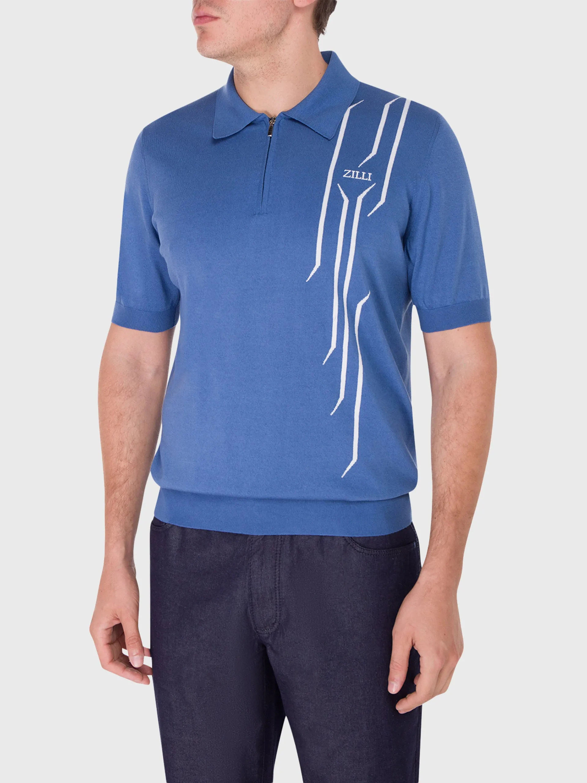 Zipped Polo Shirt with Zilli Lettering