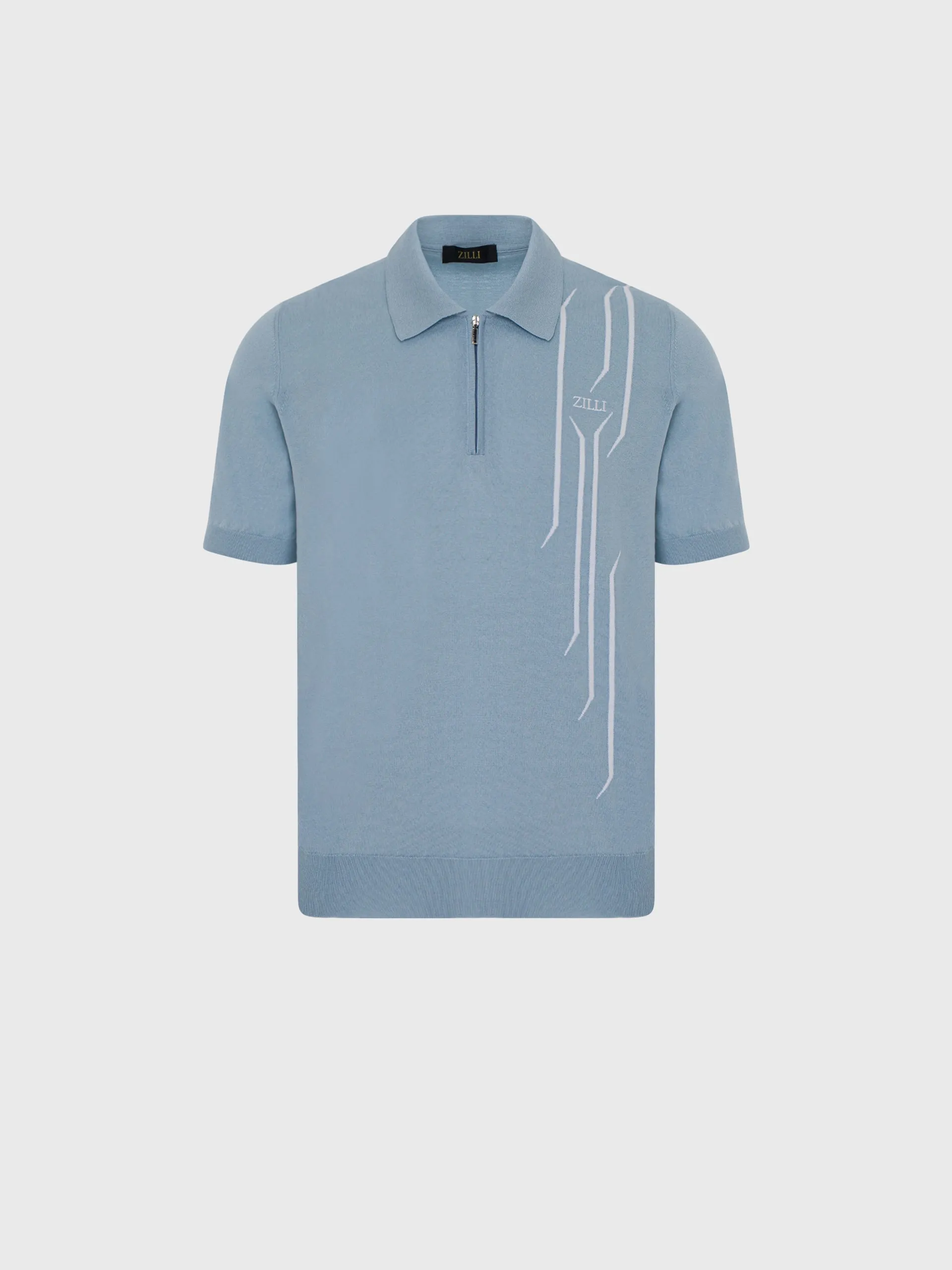 Zipped Polo Shirt with Zilli Lettering