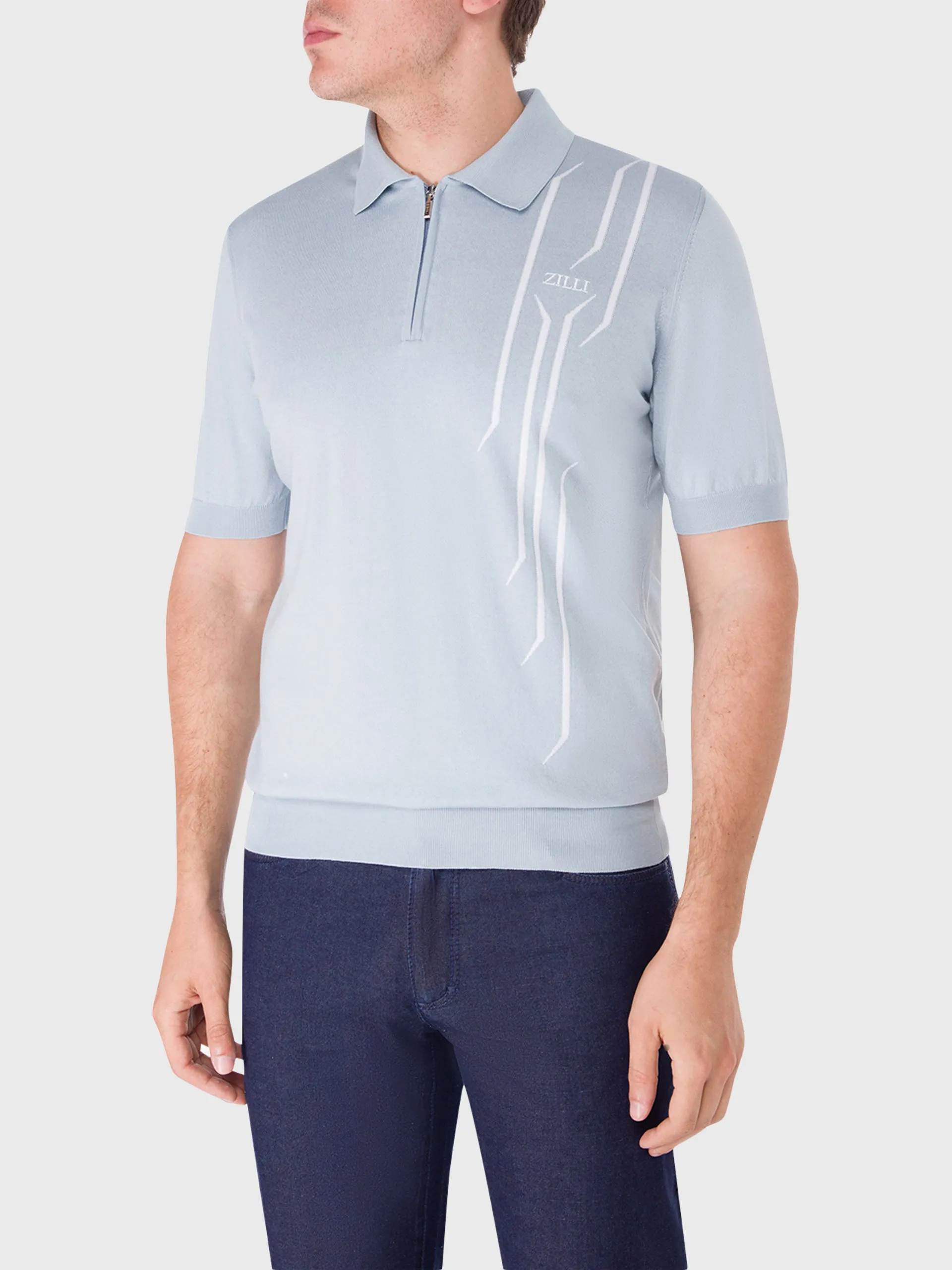 Zipped Polo Shirt with Zilli Lettering